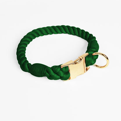 Handmade Colorful Cotton Rope Dog Collar -GREEN