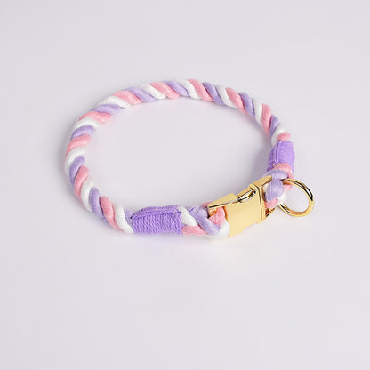 Handmade Colorful Cotton Rope Dog Collar - UNICORN