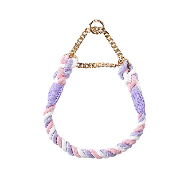 Woven Colorful Cotton Anti-Pull Dog Collar