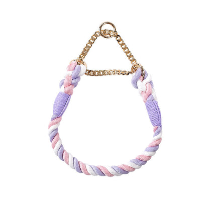 Woven Colorful Cotton Anti-Pull Dog Collar